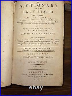 1797 A Dictionary of the Holy Bible Rev. John Brown Two Volume Set RARE Books