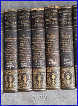 1902 Beacon Lights Of History John Lord Complete 15 Volume Set Ex-Library Books