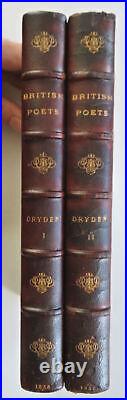 British Poets John Dryden Collected Works 1856 leather poetry 2 vol. Set