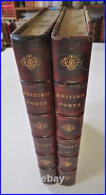 British Poets John Dryden Collected Works 1856 leather poetry 2 vol. Set