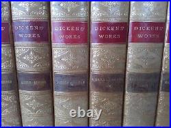 Dickens Works, 14 Volumes, 3/4 Leather Book Set (Early 1900s) Illustrated