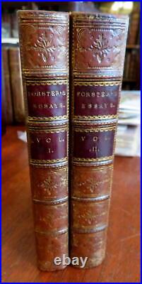 John Foster Collected Essays History Biography 1858 leather 2 vol. Set