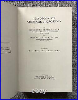 RARE VINTAGE 2-Volume SET Handbook of Chemical Microscopy by Chamot and Mason