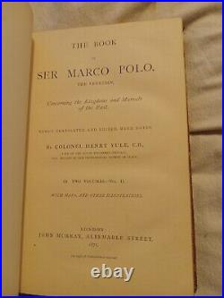 The Book Of Ser Marco Polo By Henry Yule 1871 2 vol set with maps rare