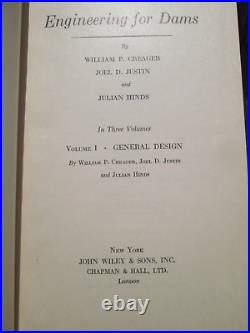 VTG 1946 Engineering for Dams 3 Volume Set Hardcover William Creager Joel Justin